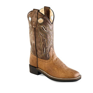 Old West Cowboy Boots Boys Fancy Stitching Tan Vintage Brown VB9113 size 10 D